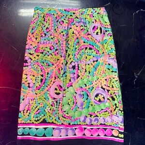Vintage Neon Colored Midi Silk Skirt